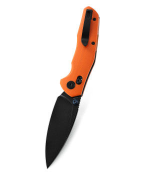 Bestechman Ronan Folding Knife Orange G10 Handle 14C28N Plain Black Blade BMK02H
