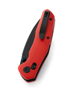 Bestechman Ronan Folding Knife Red G10 Handle 14C28N Plain Black Blade BMK02J
