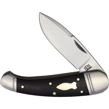 Rough Ryder Panthera Folding Knife Ebony Wood Handle Stainless Spear Blade Plain Edge Satin Finish RRR020