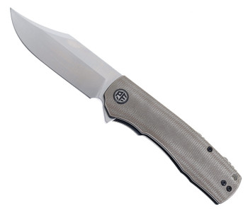 Petrified Fish Victor Folding Knife Khaki Micarta Handle K110 Plain Edge Satin Finish P03-KMS