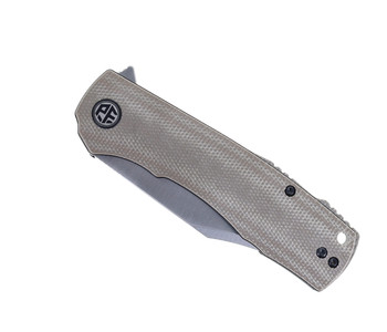 Petrified Fish Victor Folding Knife Khaki Micarta Handle K110 Plain Edge Satin Finish P03-KMS