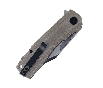 Petrified Fish Victor Folding Knife Khaki Micarta Handle K110 Plain Edge Satin Finish P03-KMS