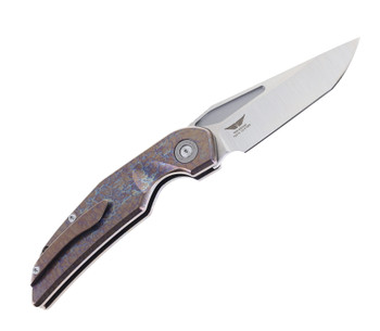 TwoSun Tepe Designs Button Lock Folding Knife Color Titanium Handle D2 Plain Edge TS210-Color