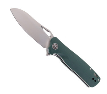 Petrified Fish Bunta Folding Knife Green Micarta Handle D2 Plain Edge Satin Finish PF-868-GR