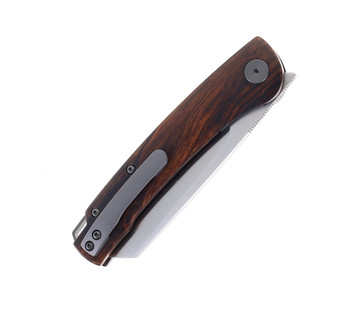 Petrified Fish Folding Knife Desert Ironwood Handle 154CM Plain Edge Satin Finish PF-E04-IWO