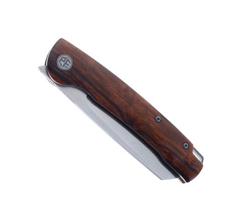 Petrified Fish Folding Knife Desert Ironwood Handle 154CM Plain Edge Satin Finish PF-E04-IWO