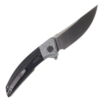 Petrified Fish Folding Knife Carbon Fiber Handle K110 Plain Edge Satin Finish PF-P05-CS