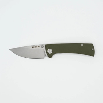 Eikonic RCK9 Folding Knife Steel Olive Green G10 Handle D2 Plain Edge 100SGN