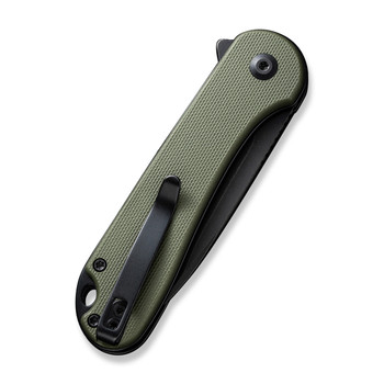 Civivi Button Lock Elementum II Folding Knife OD Green G10 Handle Nitro-V Plain Edge Black Stonewash Finish C18062P-3