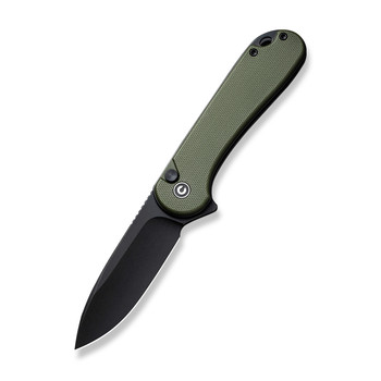 Civivi Button Lock Elementum II Folding Knife OD Green G10 Handle Nitro-V Plain Edge Black Stonewash Finish C18062P-3