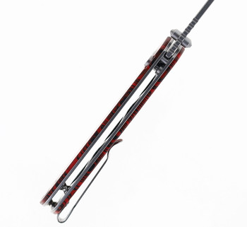 WMK Exclusive CJRB Pyrite Folding Knife  Black & Red Gmascus G10 Handle AR-RPM9  Drop Point Plain Edge Stonewash Finish J1925-MFS