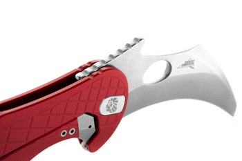 LionSteel L.E.One Folding Knife Red Aluminum Handle CPM MagnaCut  Plain Edge Stonewash Finish LE1 A RS