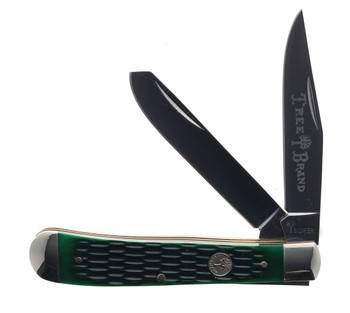 Boker Traditional Series 2.0 Trapper 2 Folding Knife Green Jigged Bone Handle D2 Plain Edge 110831