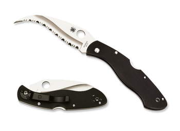 Spyderco Civilian Serrated SpyderEdge Reverse S Blade Folding Knife VG10 G10 Handle C12GS