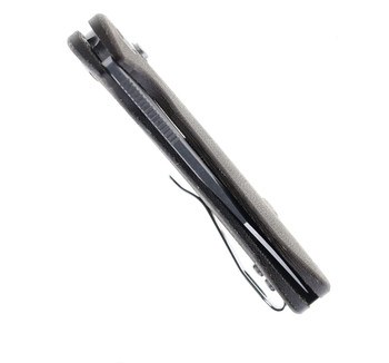 TwoSun Button Lock Folding Knife Black Linen Micarta Handle D2 Plain Edge TS399