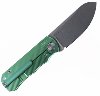 TwoSun Folding Knife Green Titanium Handle D2 Plain Edge TS349-TI-D2-GRN