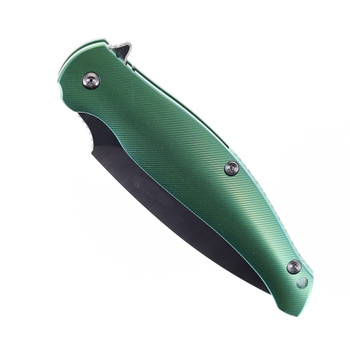 TwoSun Folding Knife Green Titanium Handle D2 Dagger Plain Edge TS248-GR-D2