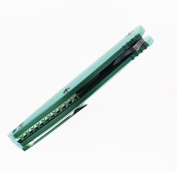 TwoSun Folding Knife Green Titanium Handle D2 Dagger Plain Edge TS248-GR-D2