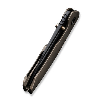 WE Trogon Folding Knife Bronze Titanium Handle 20CV Plain Edge Black Stonewash Finish WE22002-2 WE Trogon Folding Knife Bronze Titanium Handle 20CV Plain Edge Black Stonewash Finish WE22002-2