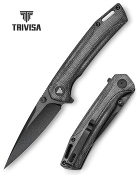 Trivisa Volans-04B Folding Knife Black Micarta Handle 154CM Plain