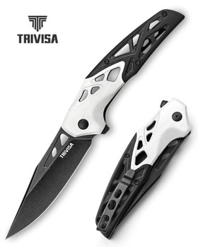 Trivisa Leo-03BW Folding Knife Black/White G10 Handle K110 Drop