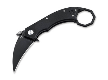Boker HEL Karambit Flipper Folding Knife Black G10 Handle 154CM