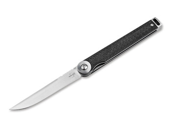 Boker Kaizen Folding Knife Black Carbon Fiber Handle S35VN Plain Edge 01BO383