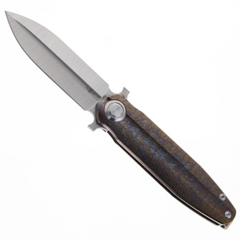 TwoSun Dagger Folding Knife Color Titanium Handle M390 Plain Edge TS307-COL