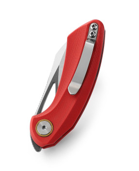 Bestech Bihai Folding Knife Red G10 Handle 14C28N Plain Edge Grey DLC Satin/Stonewash Finish BG53C-2