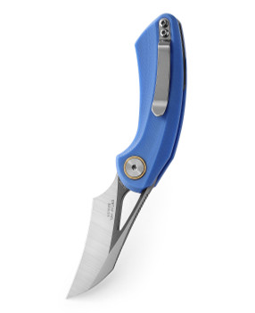 Bestech Bihai Folding Knife Blue G10 Handle 14C28N Plain Edge Grey DLC Satin/Stonewash Finish BG53D-2