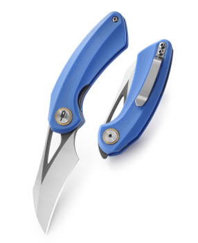 Bestech Bihai Folding Knife Blue G10 Handle 14C28N Plain Edge Grey DLC Satin/Stonewash Finish BG53D-2