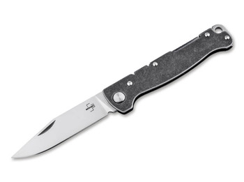 Boker Atlas Backlock Folding Knife Black Steel Handle D2 Clip Point Plain Edge 01BO866