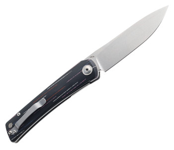 CH Knives Folding Knife Black/Multi Color Lines G10 Handle VG-10 Plain Edge Stonewash Finish 3533-BK