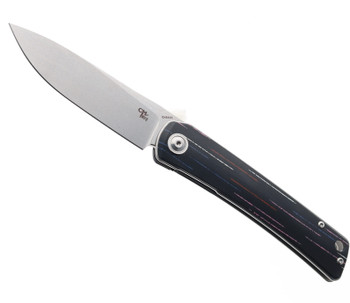 CH Knives Folding Knife Black/Multi Color Lines G10 Handle VG-10 Plain Edge Stonewash Finish 3533-BK