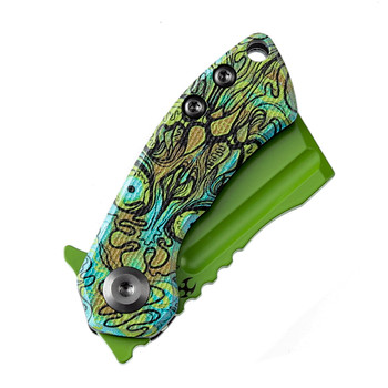 Kansept Mini Korvid Folding Knife Undead Print Green G10 Handle 154CM Plain Green Blade T3030B2