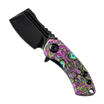 Kansept Mini Korvid Folding Knife Undead Print Purple G10 Handle 154CM Plain Edge Black Stonewash Finish T3030B3
