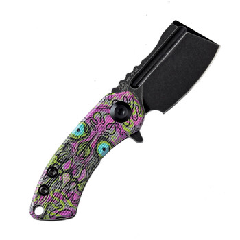 Kansept Mini Korvid Folding Knife Undead Print Purple G10 Handle 154CM Plain Edge Black Stonewash Finish T3030B3