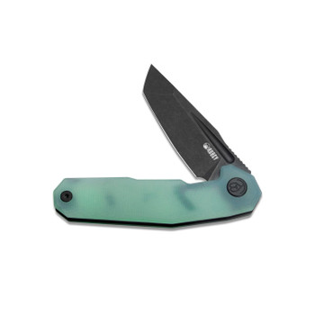 Kubey Carve Liner Lock Folding Knife Jade G10 Handle AUS-10 Plain Edge Blackwash Finish KB237F