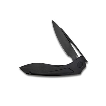 Kubey Velocé Frame Lock Folding Knife Black Titanium Handle S90V Plain Edge Blackwash Finish KB171F