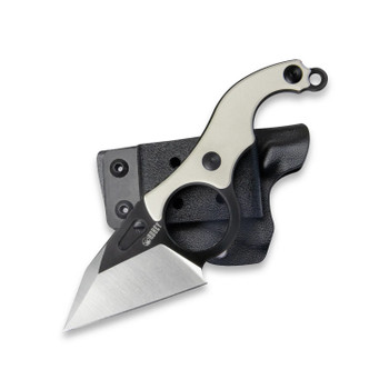 Kubey Hippocam Fixed Blade Knife Finger Ring White G10 Handle D2 Plain Edge Satin/Blackwash Finish KU166C
