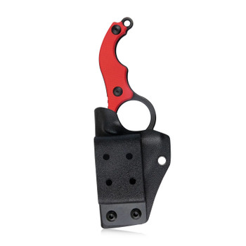 Kubey Hippocam Fixed Blade Knife Finger Ring Red G10 Handle D2 Plain Edge Satin/Blackwash Finish KU166D