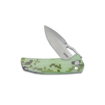 Kubey RDF Button Lock Folding Knife Camo G10 Handle AUS-10 Spear Point Plain Edge Beadblast Finish KU316C