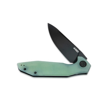 Kubey Nova Liner Lock Folding Knife Jade G10 Handle D2 Plain Edge Blackwash Finish KU117G