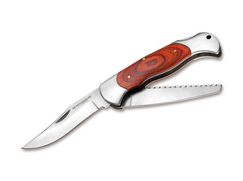 Boker Classic Hunter Slim Folding Knife Pakka Wood Handle 440A Plain/Serrated Blades 01MB138
