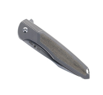 Ochs Worx Solarstorm EDX Folding Knife OD Green Micarta Handle M390 Plain Edge Two Tone Satin Finish