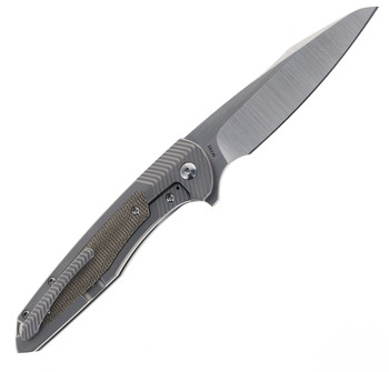 Ochs Worx Solarstorm EDX Folding Knife OD Green Micarta Handle M390 Plain Edge Two Tone Satin Finish
