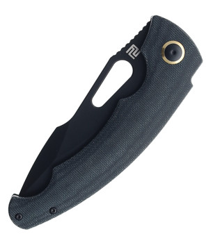 Artisan Cutlery 1860P-BMBK Folding Knife Black Micarta Handle AR-RPM9 Drop Point Plain Black Blade