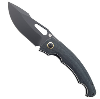 Artisan Cutlery 1860P-BMBK Folding Knife Black Micarta Handle AR-RPM9 Drop Point Plain Black Blade
