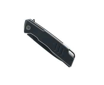 Petrified Fish Loco Flipper Pocket Knife Black G10 Handle D2 Plain Edge Black Stonewash Finish  B02-DDW