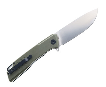 Petrified Fish Loco Flipper Pocket Knife Green G10 Handle D2 Plain Edge Satin Finish B02-GRS